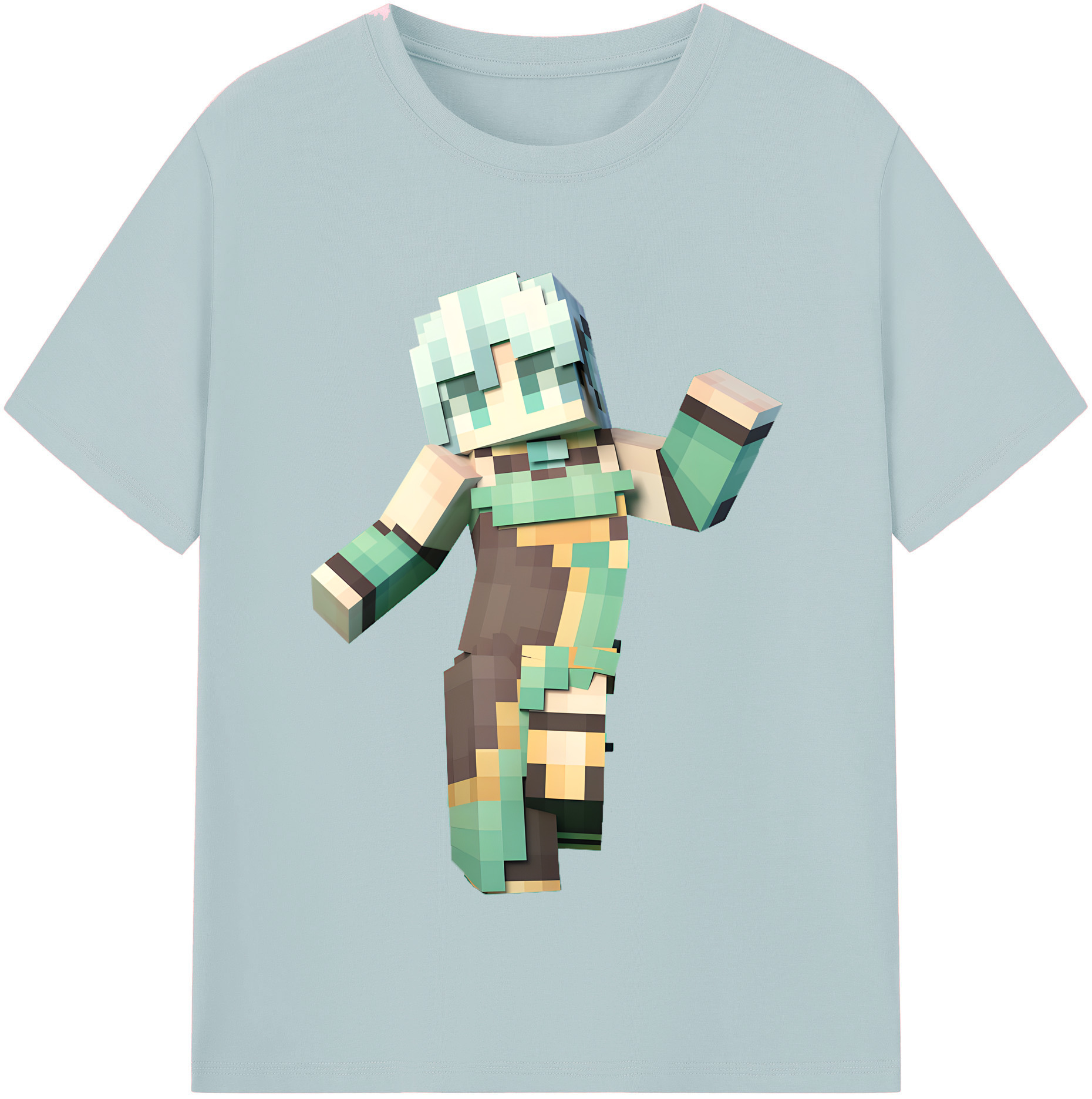 （画像用） マインクラフト ブロックの世界 Minecraft MC Block world 綿100％半袖Tシャツ（フロントプリント）